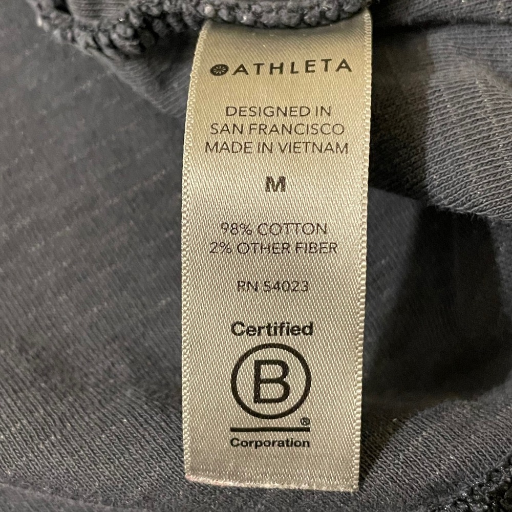 Athleta Womens Medium Charcoal Gray Blue Cotton Zip Raglan Hoodie Sweatshirt - Picture 4 of 10